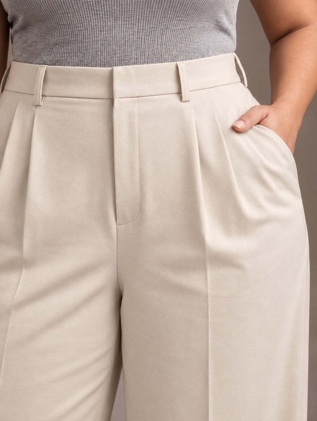 Women Grey High Waist Wide Leg Pants