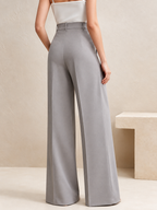 Women Straight Fit High-Rise Easy Wash Pleated Trousers