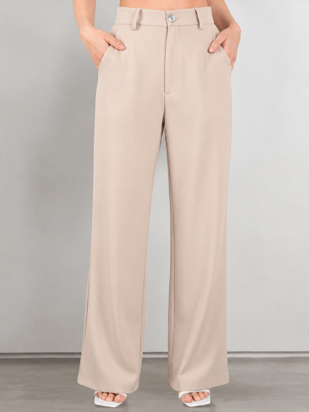 Women Smart Straight Fit High-Rise Easy Wash Trousers