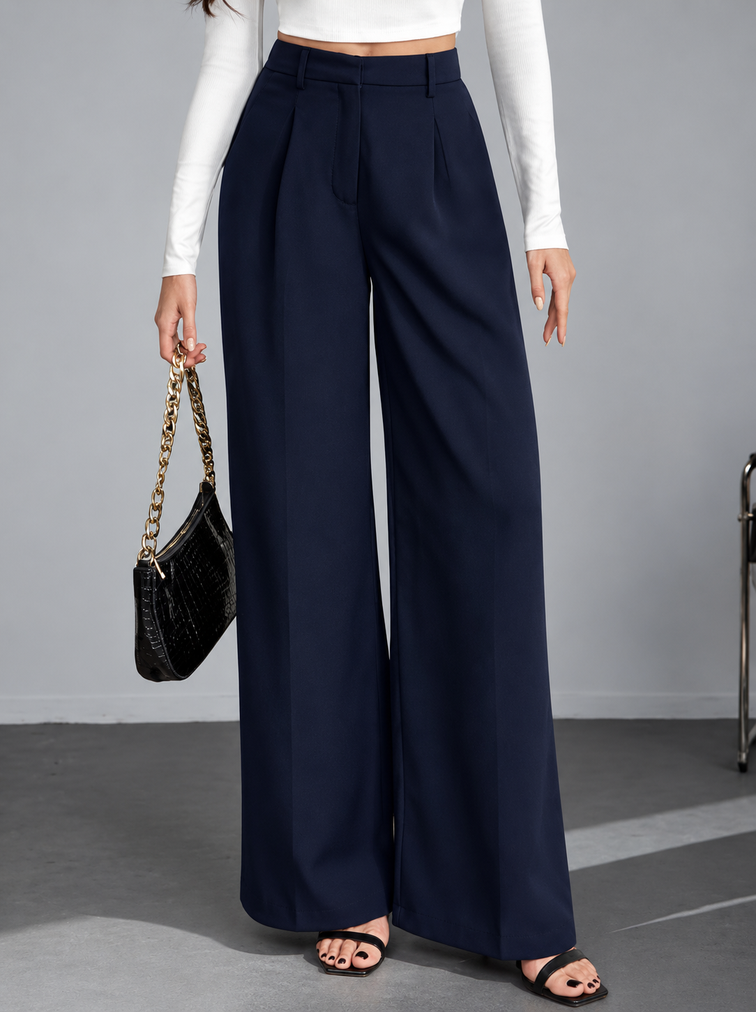 Women Smart High-Rise Easy Wash Pleated Trousers