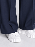 Women Smart Straight Fit High-Rise Easy Wash Pleated Trousers