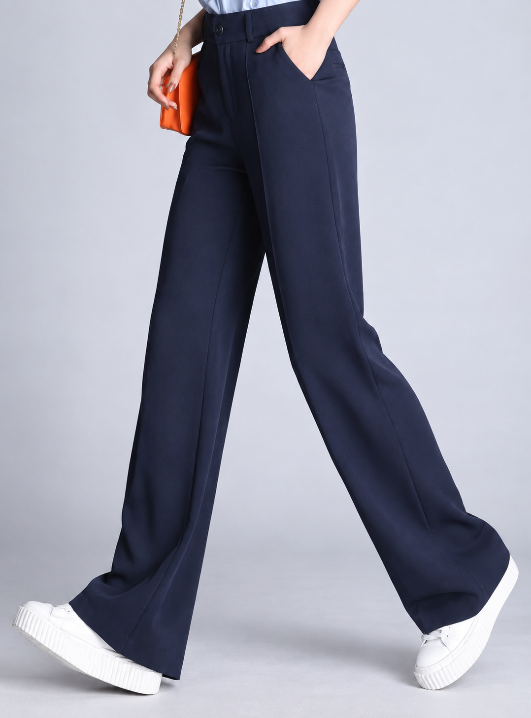 Women Smart Straight Fit High-Rise Easy Wash Pleated Trousers