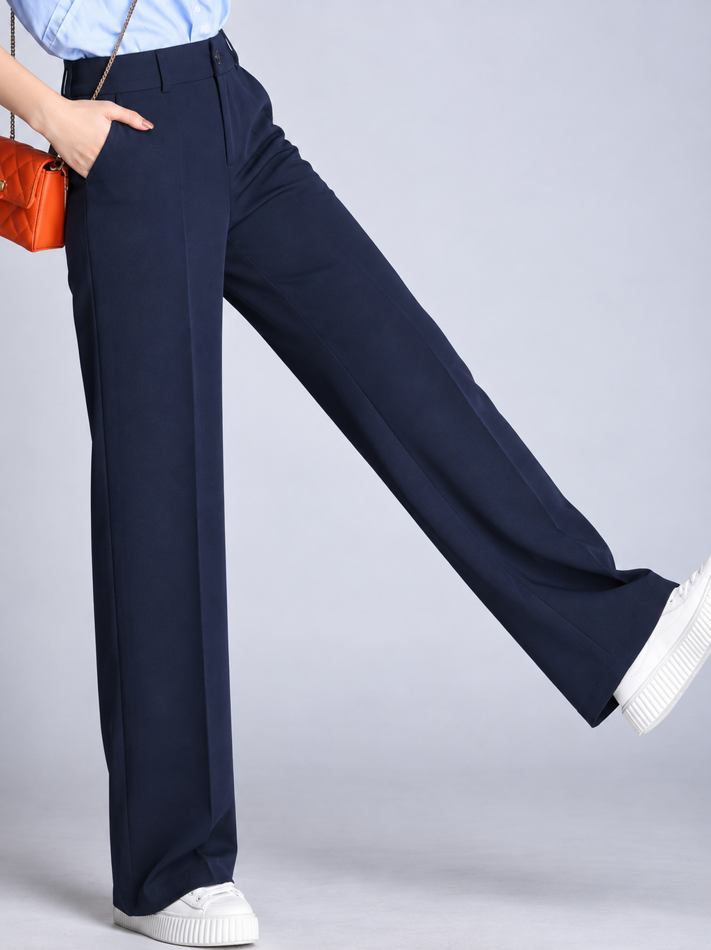 Women Smart Straight Fit High-Rise Easy Wash Pleated Trousers