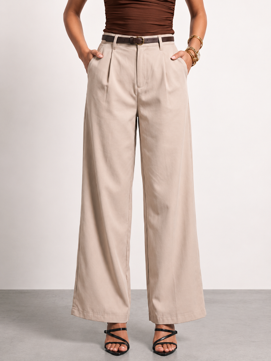 Women Pleated Chinos Trousers