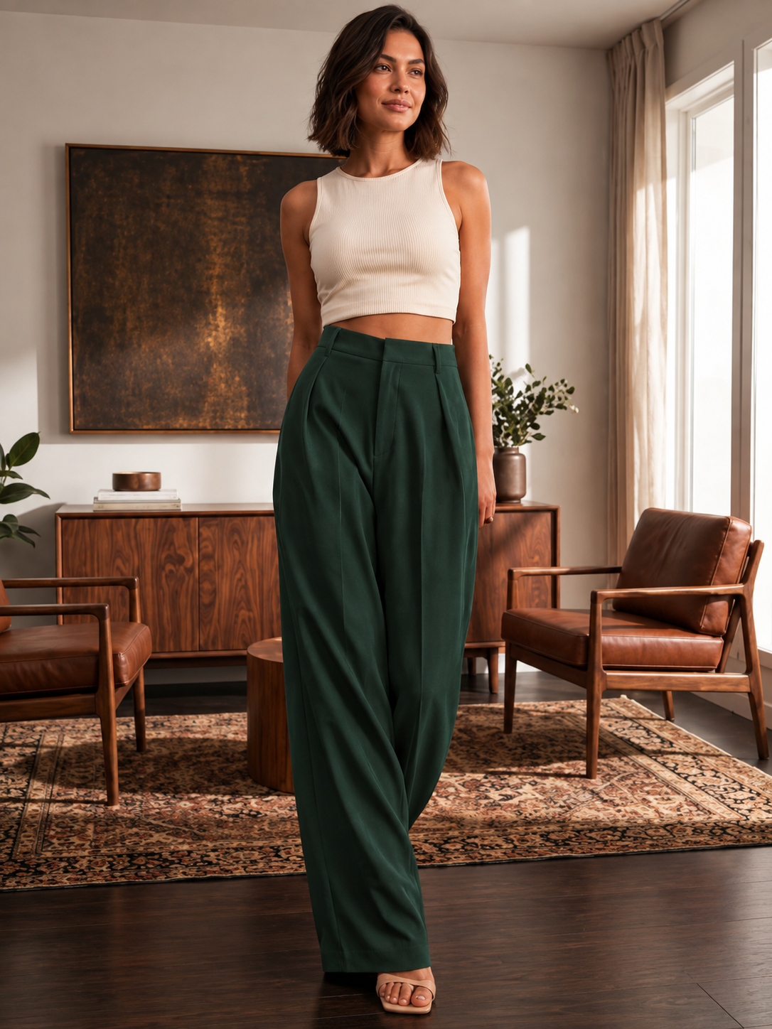 Women Smart High-Rise Easy Wash Trousers