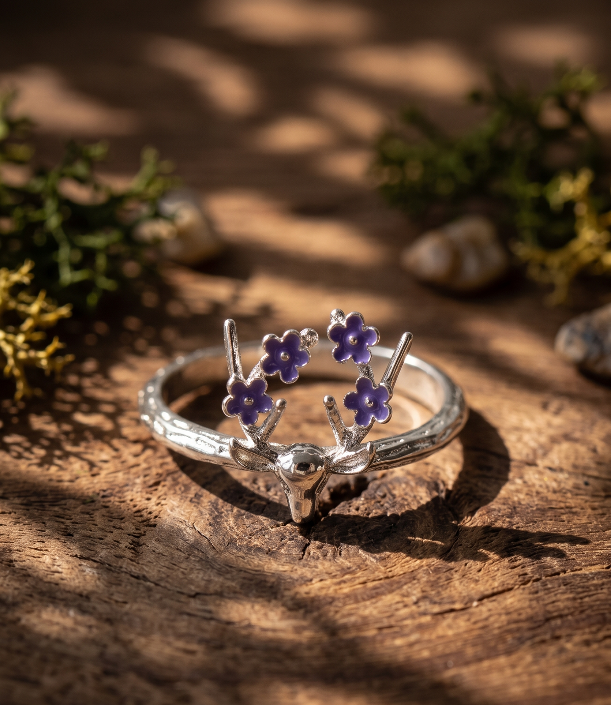 Floral Antlers Reindeer Ring