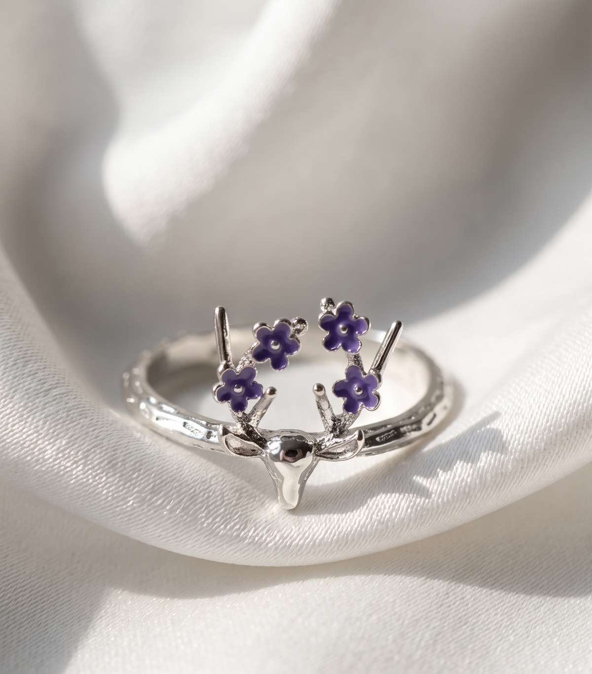 Floral Antlers Reindeer Ring