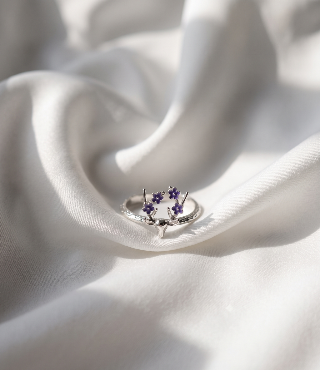 Floral Antlers Reindeer Ring