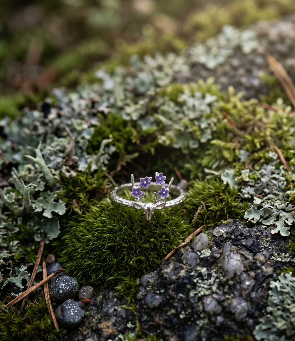 Floral Antlers Reindeer Ring