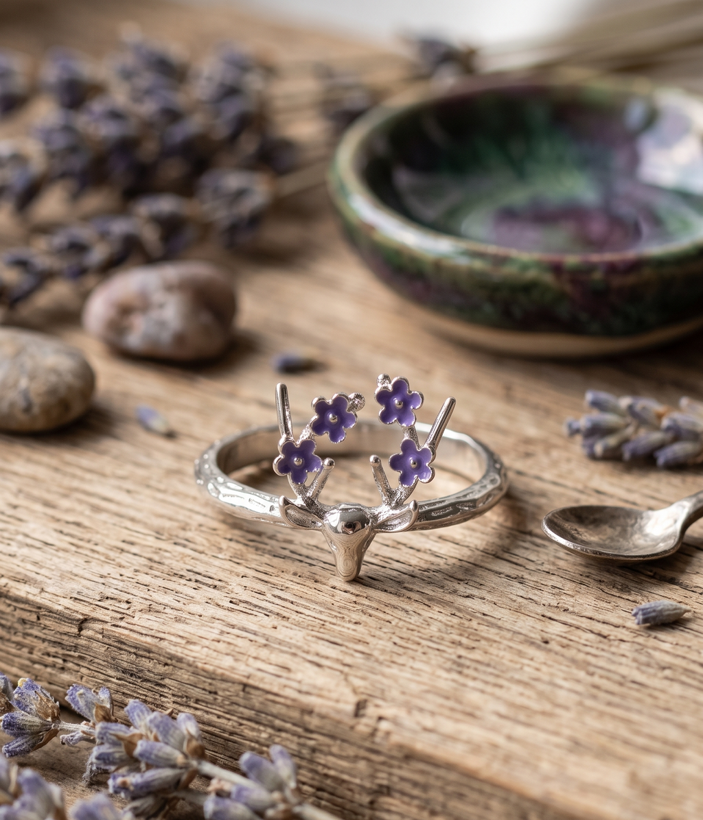 Floral Antlers Reindeer Ring