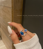 Dreamy Moon Star Ring - blue