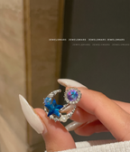 Dreamy Moon Star Ring - blue