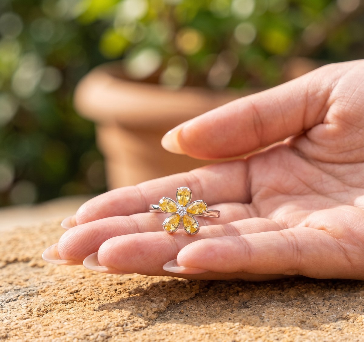 Sunshine Sweetheart Flower Ring