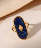 Women 18K Gold Plated Anti-Tarnish Lapis Statement Ring