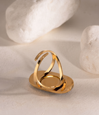 Women 18K Gold Plated Anti-Tarnish Lapis Statement Ring