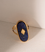 Women 18K Gold Plated Anti-Tarnish Lapis Statement Ring