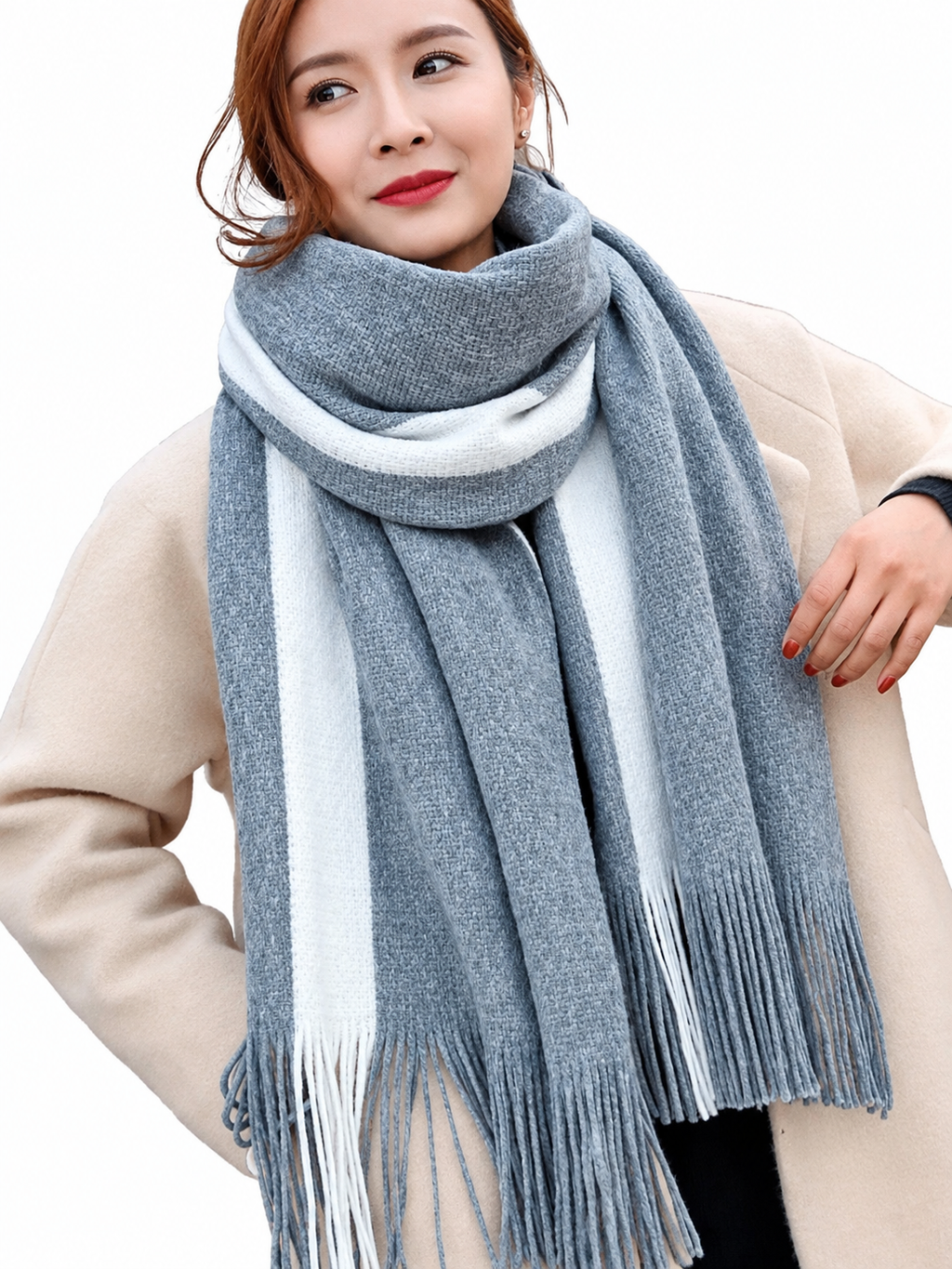 Women Colorblocked Woollen Winter Scarf