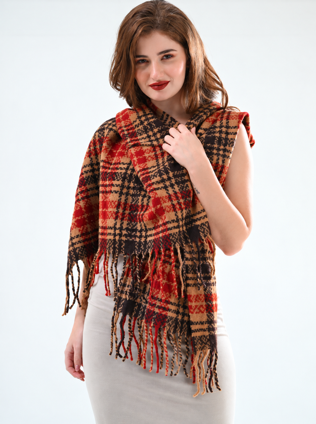 Women Striped Winter Scarf