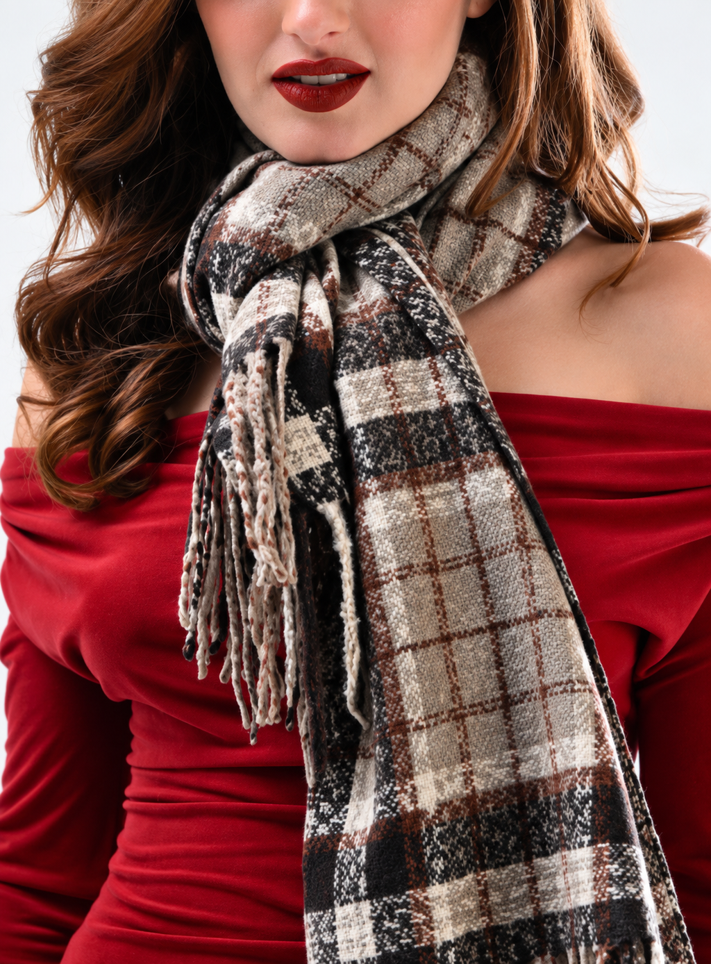 Women Striped Winter Scarf
