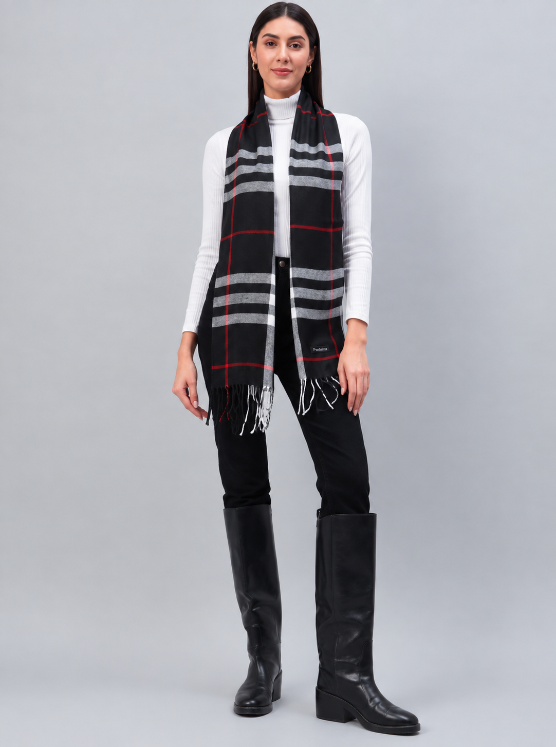 Women Checked Winter Scarf