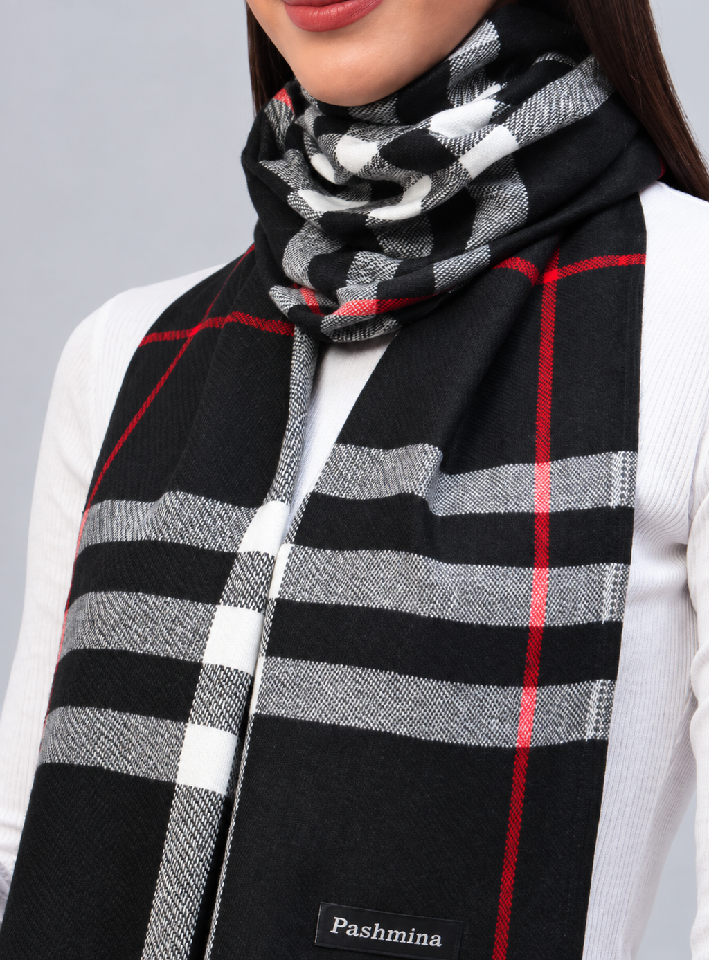 Women Checked Winter Scarf