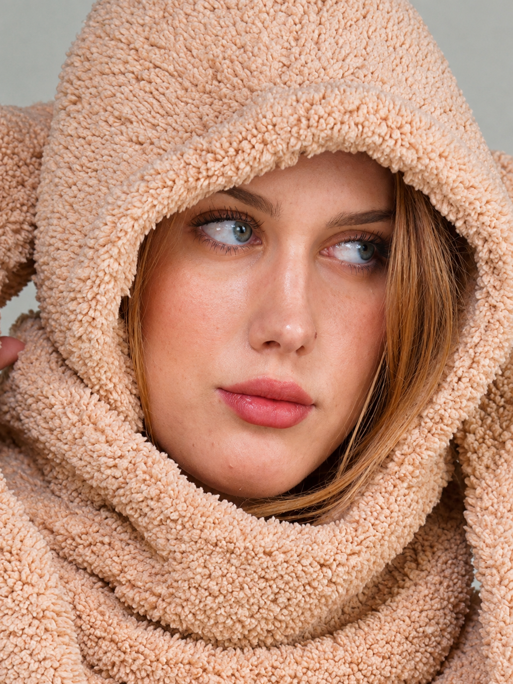 Women Winter Warm Cap Wool Scarf Ear Cap & Glove
