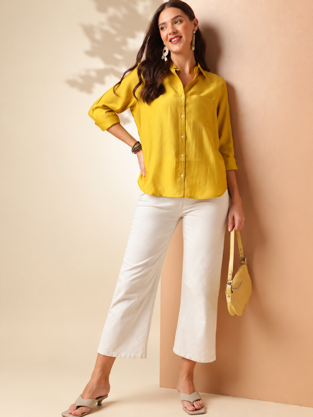 Spread Collar Casual Shirt