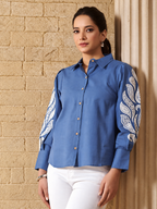 Women Straight Fit Floral Printed Spread Collar Casual Shirt