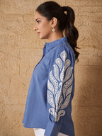 Women Straight Fit Floral Printed Spread Collar Casual Shirt