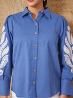 Women Straight Fit Floral Printed Spread Collar Casual Shirt