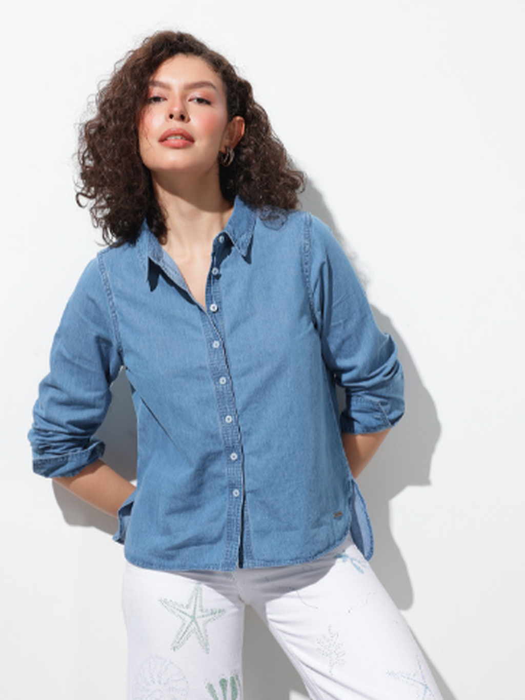 Pure Cotton Denim Casual Shirt