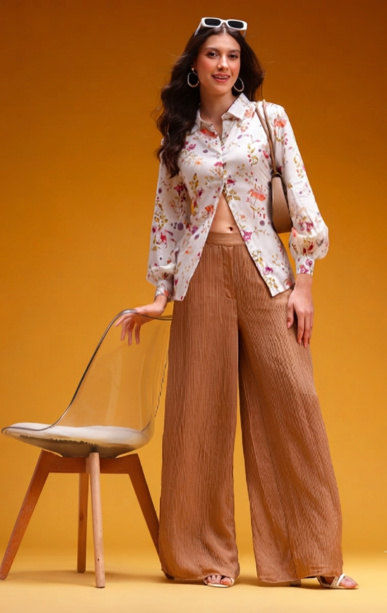 Floral Print Cut Out Detail Casual Shirt