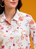 Floral Print Cut Out Detail Casual Shirt