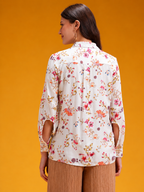 Floral Print Cut Out Detail Casual Shirt