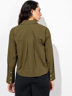 ]Drop Shoulder Sleeves Pure Cotton Casual Shirt