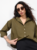 ]Drop Shoulder Sleeves Pure Cotton Casual Shirt