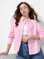 Oversized Striped Seersucker Pure Cotton Shirt