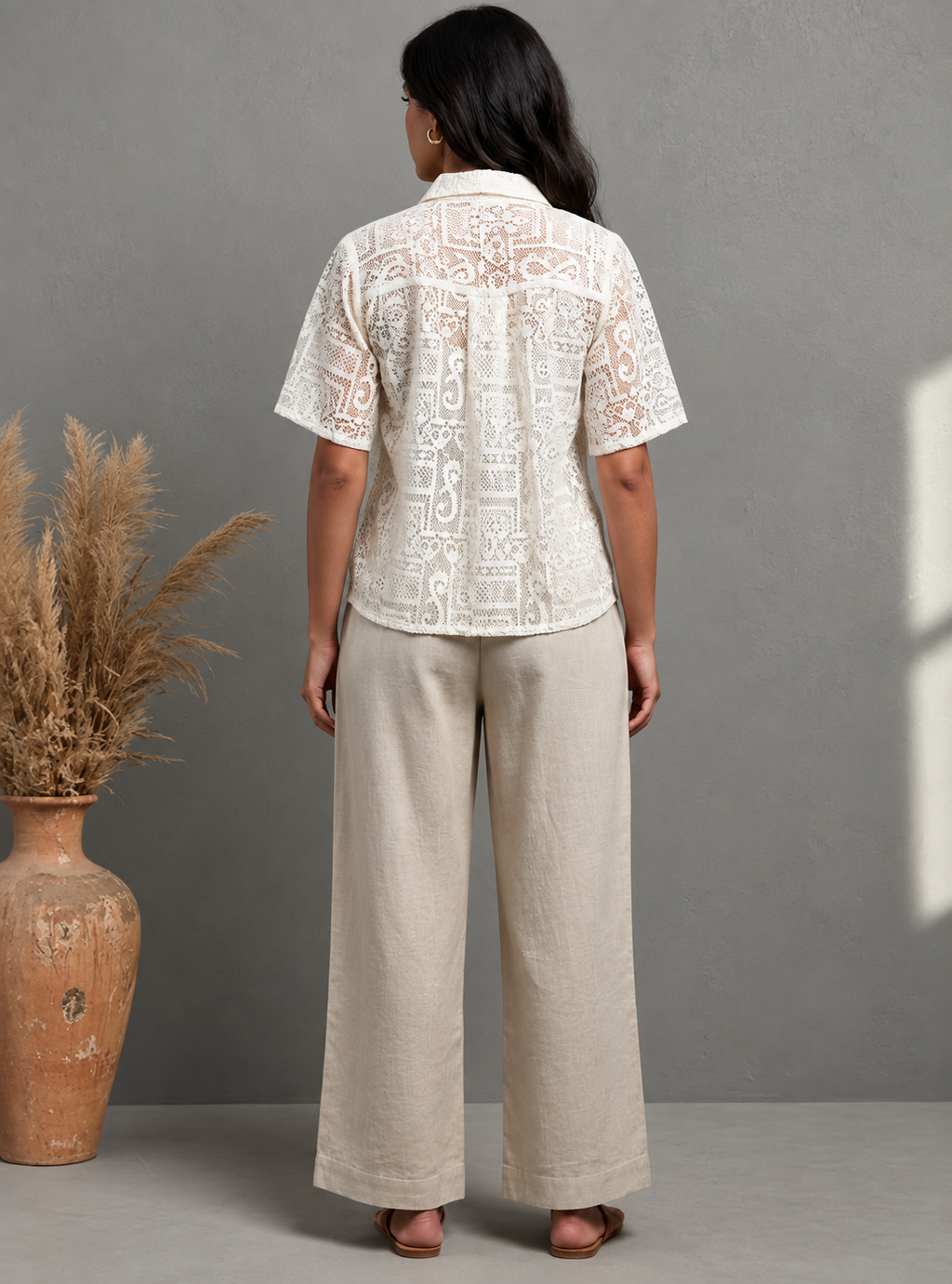 Women Spread Collar Casual Shirt