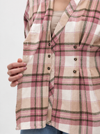 Tartan Checked Double-Breasted Twill Weave Casual Shirt