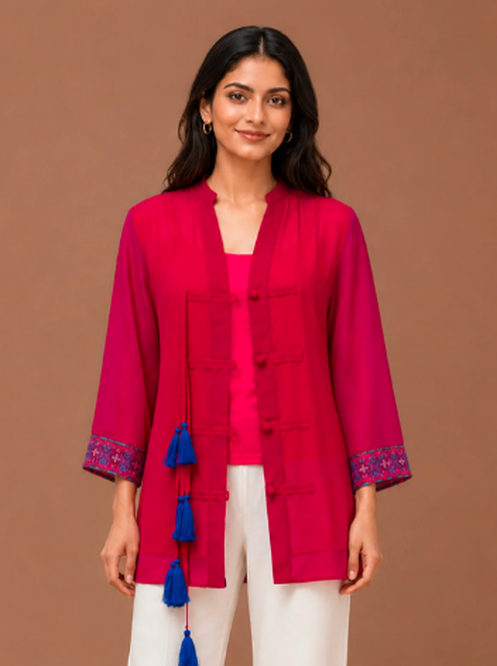 Tasseled Tunic Top with Adjustable Cami