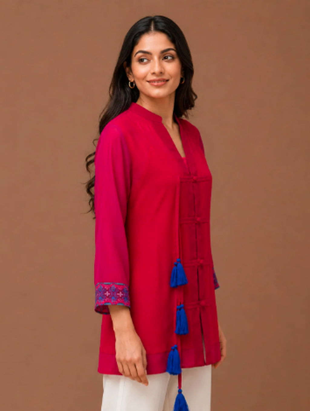 Tasseled Tunic Top with Adjustable Cami