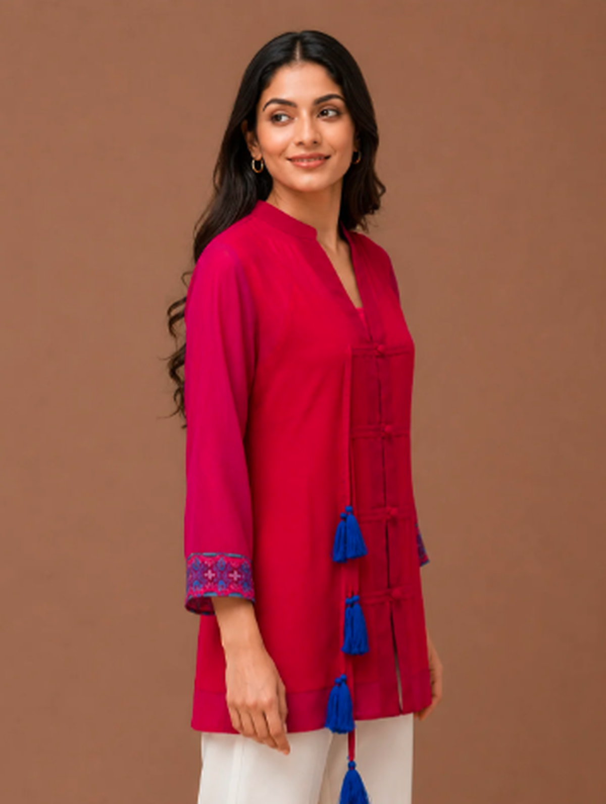 Tasseled Tunic Top with Adjustable Cami