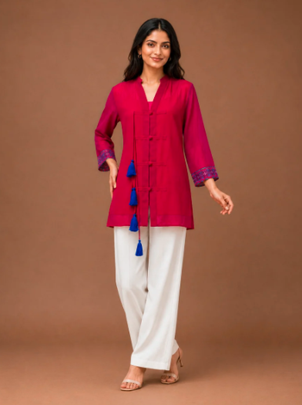 Tasseled Tunic Top with Adjustable Cami