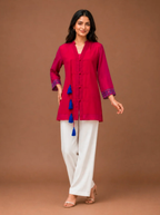 Tasseled Tunic Top with Adjustable Cami