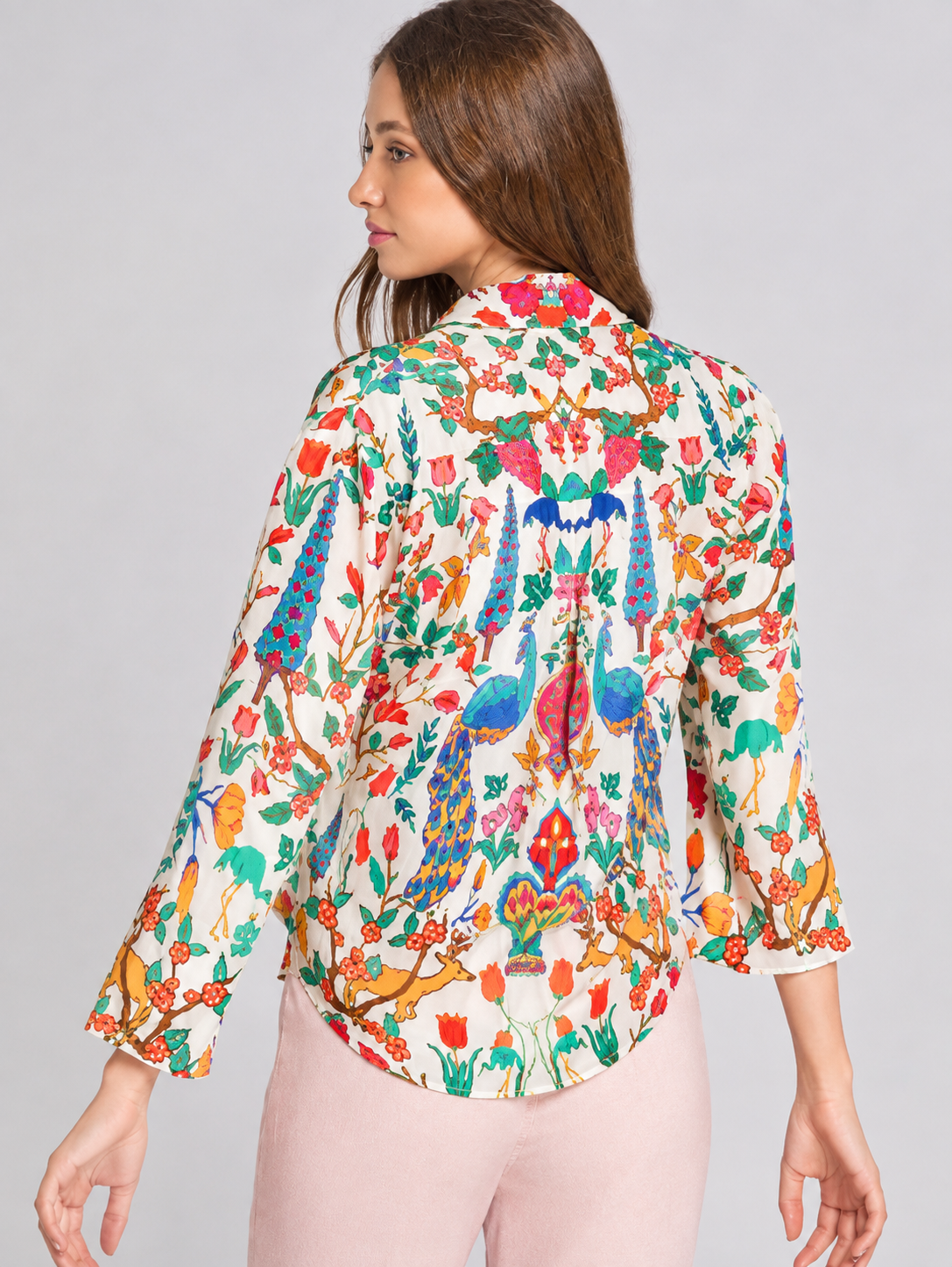 Peacock Cinched Shirt Jacket