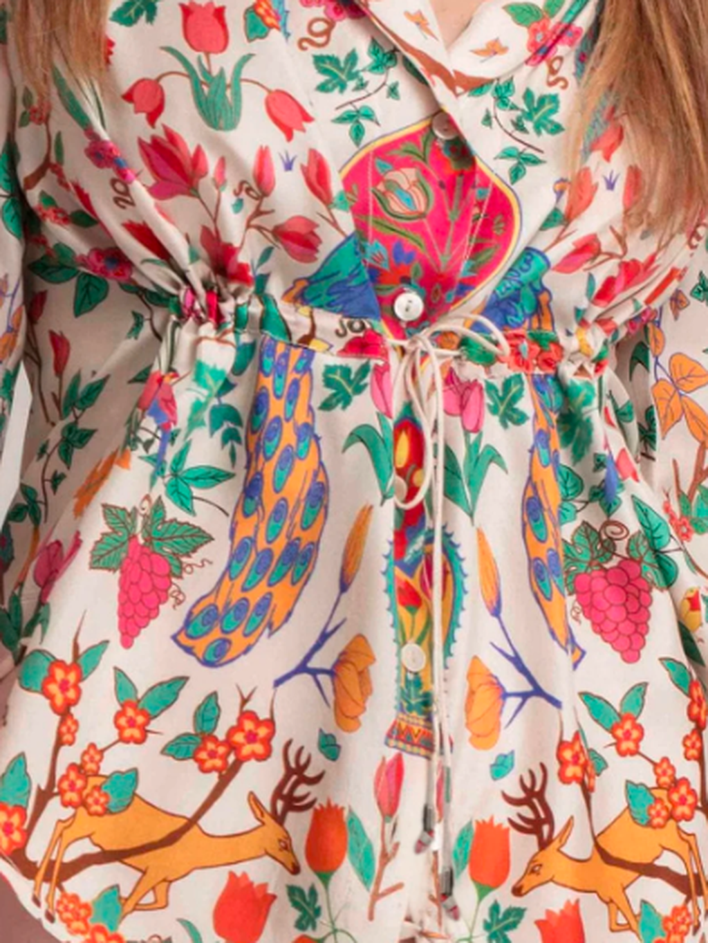 Peacock Cinched Shirt Jacket