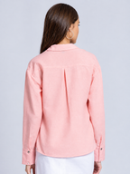 Peach embellished button down party shirt