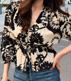 Drawstring Placket Blouse