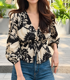 Drawstring Placket Blouse