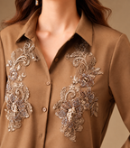 Elegant Embroidered Blouse with Beaded Detail